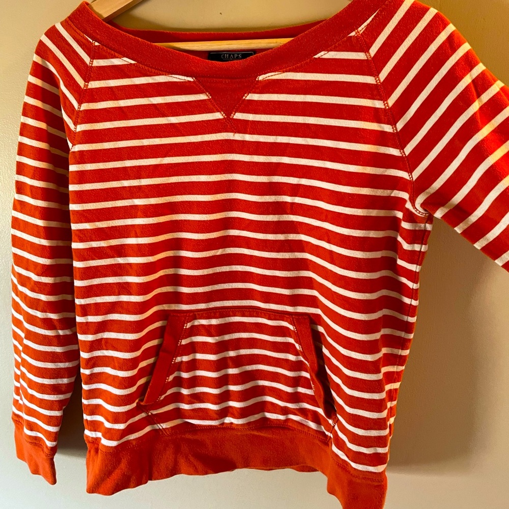 Orange and Cream Boatneck Sweatshirt